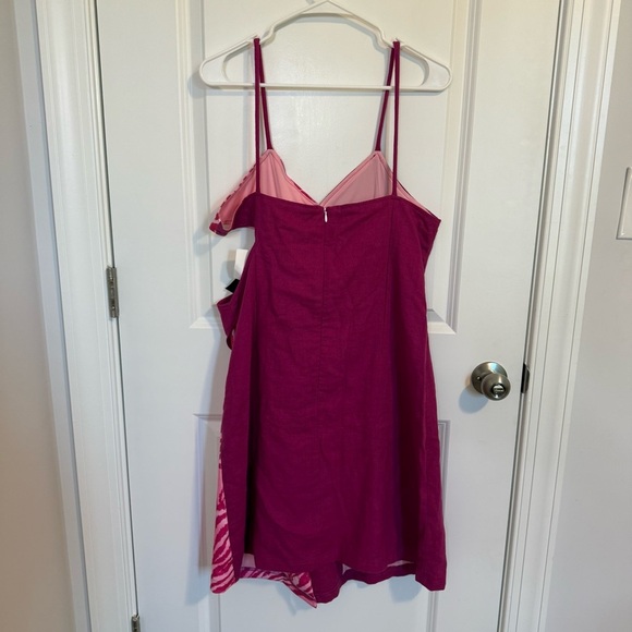 Vivienne Hu Pink ZebraMidi Cocktail Dress Women’s Size 10 Y2K Hoco Asymmetrical - Picture 5 of 9